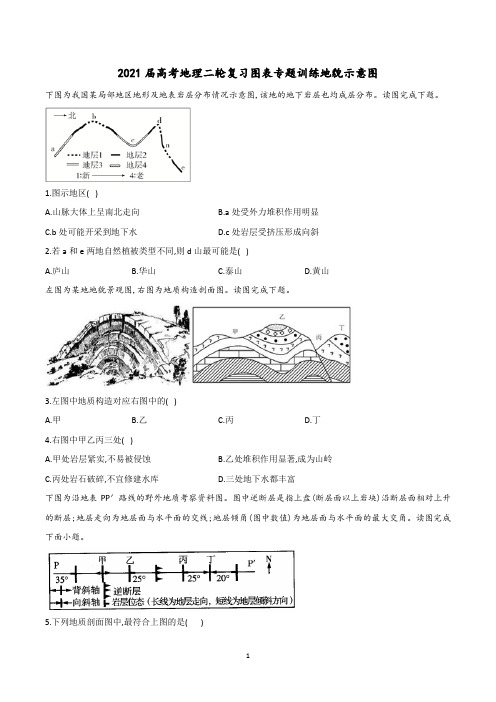 2021届高考地理二轮复习图表专题训练地貌示意图含答案