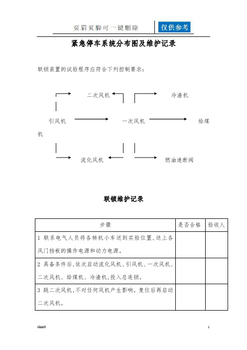 紧急停车系统分布图及维护记录(图表相关)