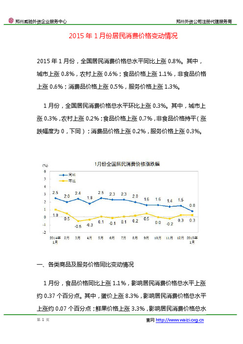 2015年1月份居民消费价格变动情况