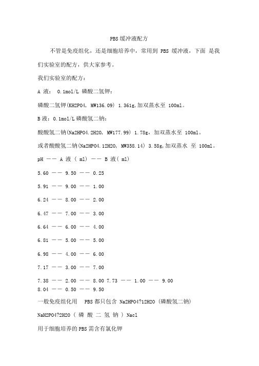 PBS缓冲液配制方法