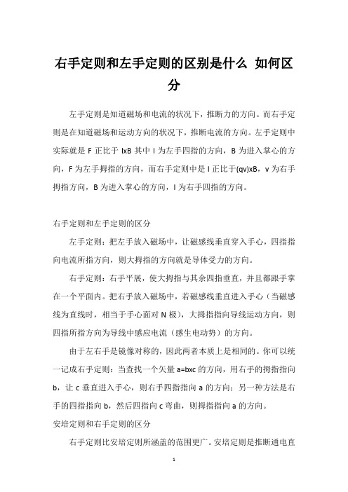 右手定则和左手定则的区别是什么 如何区分