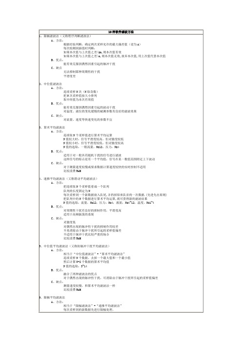 10种软件滤波方法