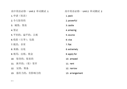 新版高中英语必修一unit2单词测试