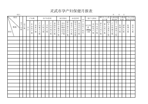 孕产妇保健月报表