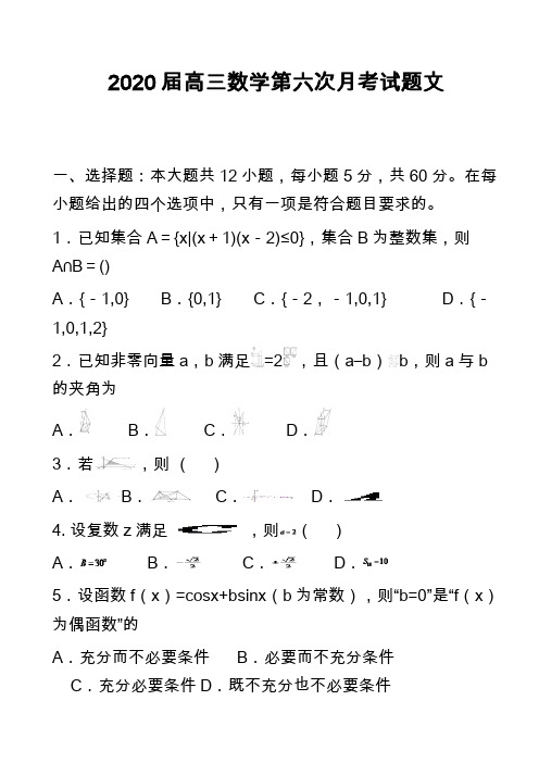 2020届高三数学第六次月考试题文