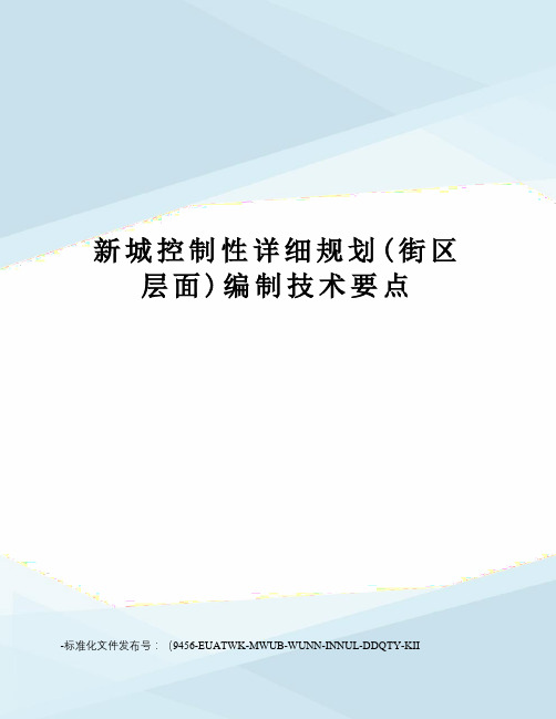 新城控制性详细规划(街区层面)编制技术要点