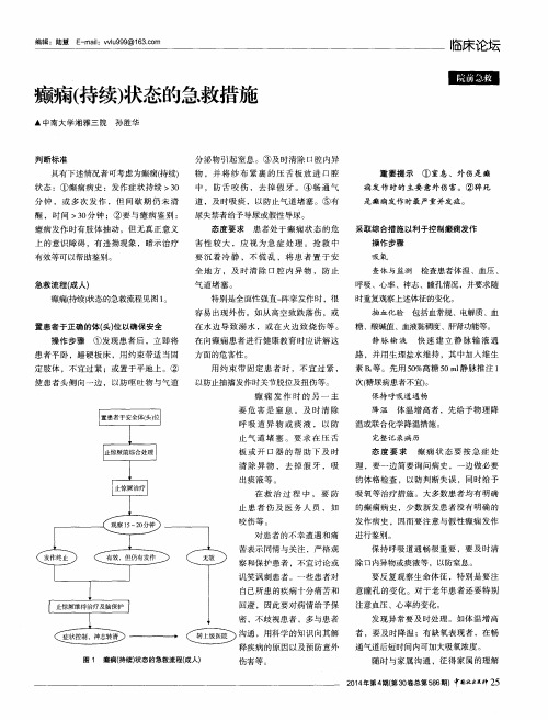 癫痫(持续)状态的急救措施