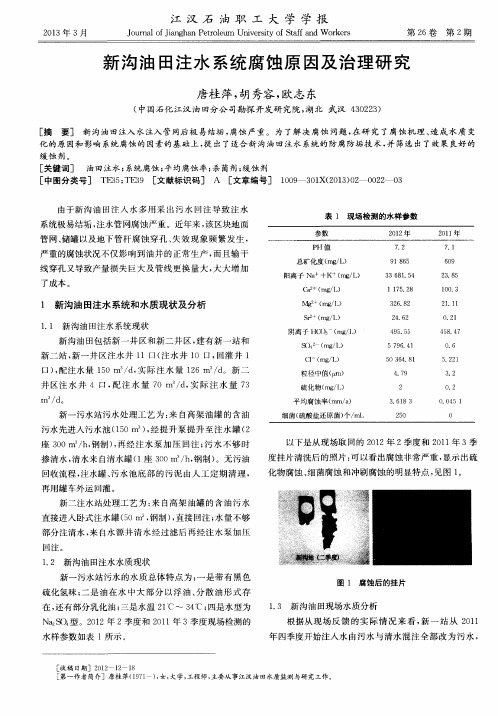 新沟油田注水系统腐蚀原因及治理研究