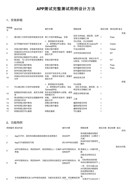 APP测试完整测试用例设计方法