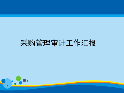 采购管理审计工作资料汇报(ppt 30页)