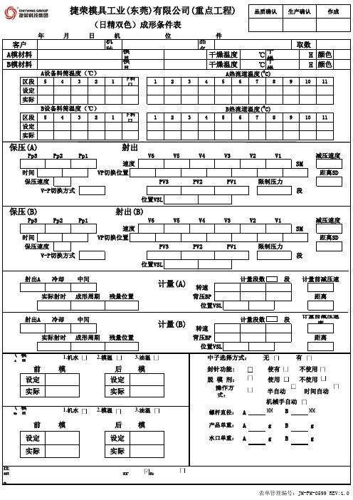 日精双色成型条件表