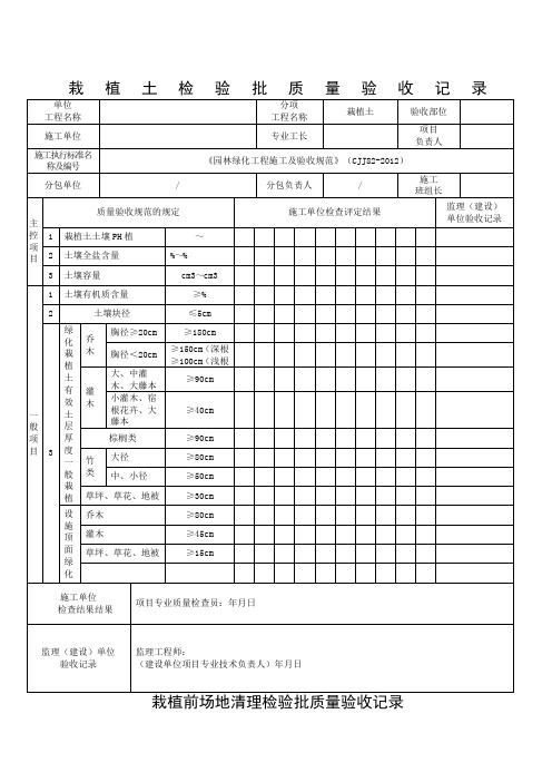 园林绿化工程施工及验收规范CJJ精选精选表格精选