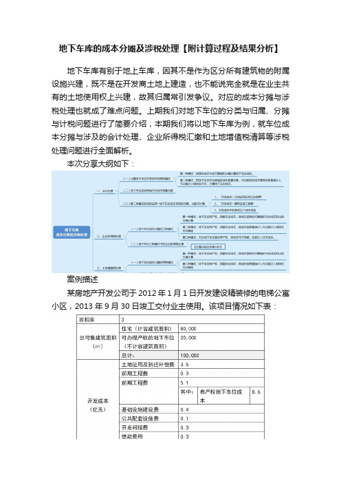 地下车库的成本分摊及涉税处理【附计算过程及结果分析】