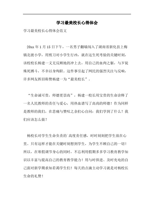 学习最美校长心得体会