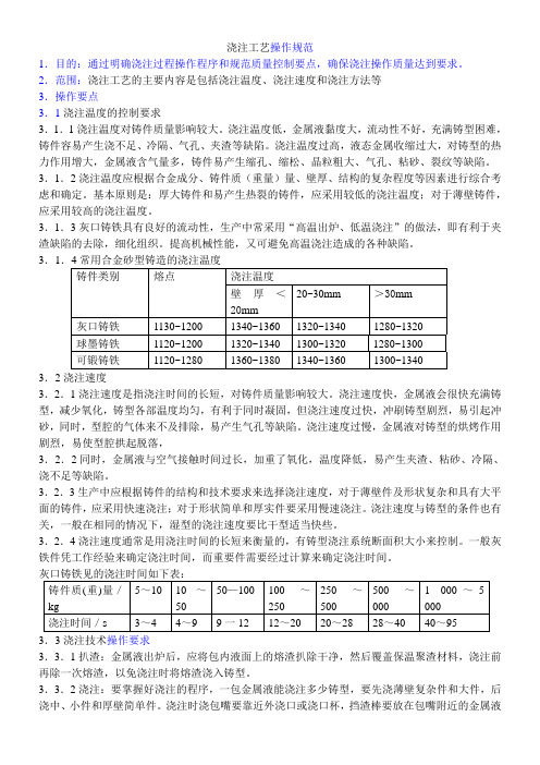 浇注工艺操作规范