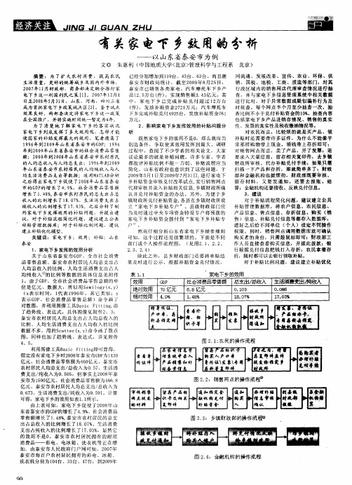 有关家电下乡效用的分析——以山东省泰安市为例