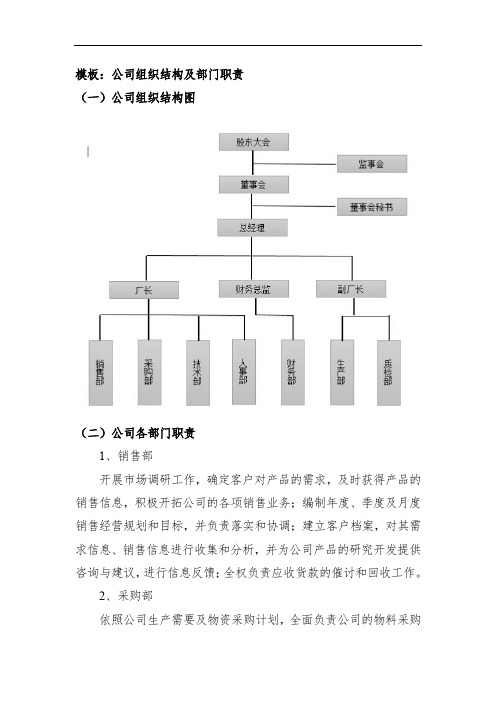 公司组织结构及部门职责模板