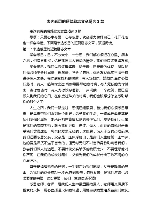 表达感恩的短篇励志文章精选3篇