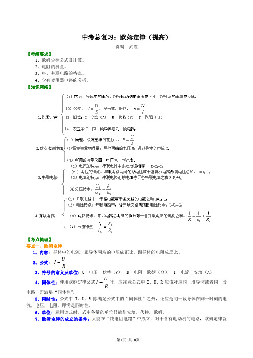 中考总复习：欧姆定律(提高)知识讲解