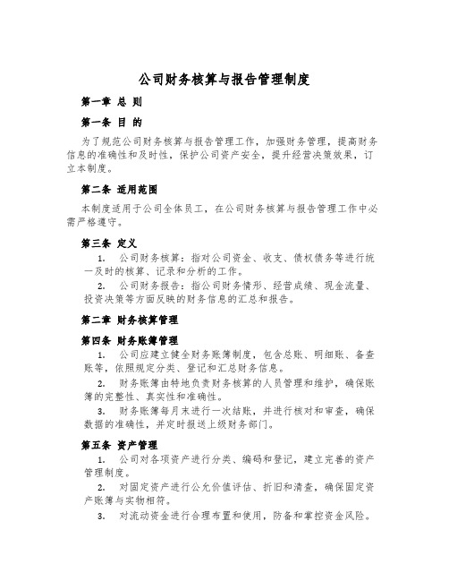 公司财务核算与报告管理制度