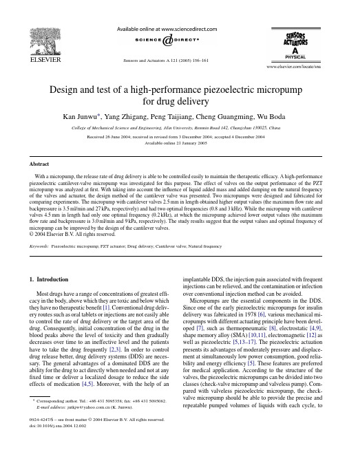 Design and test of a high-performance piezoelectric micropump for drug delivery