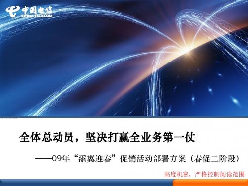 (新)行业资料-电子电信→中国电信2009年“添翼迎春”促销活动部署方案(PPT 25页)_