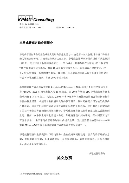 毕马威管理咨询公司(KPMG Consulting).doc