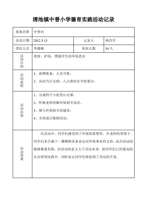 德育实践活动记录表(1) 2