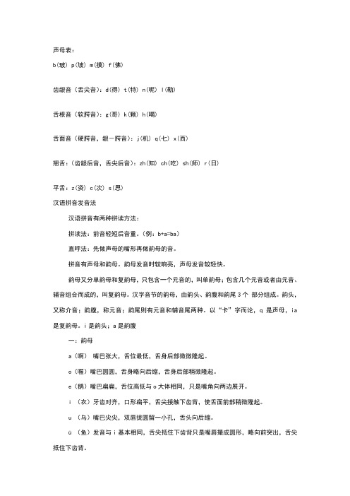 声母韵母发音要领