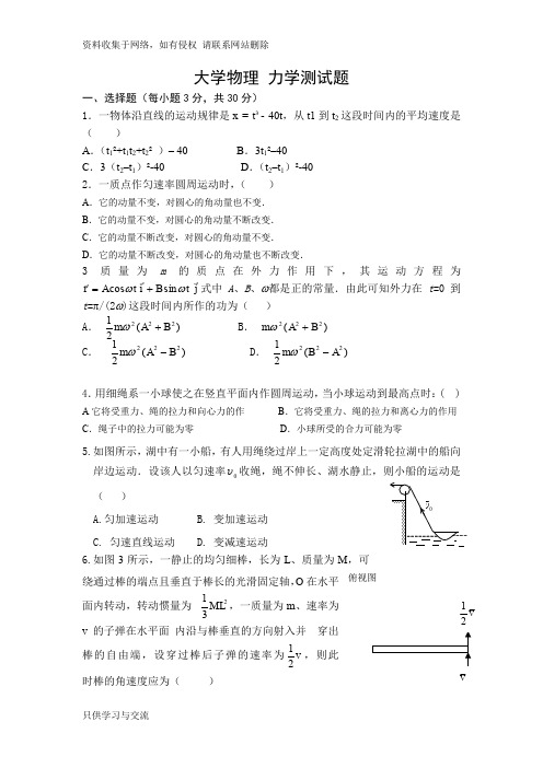 大学物理力学试题 (1)