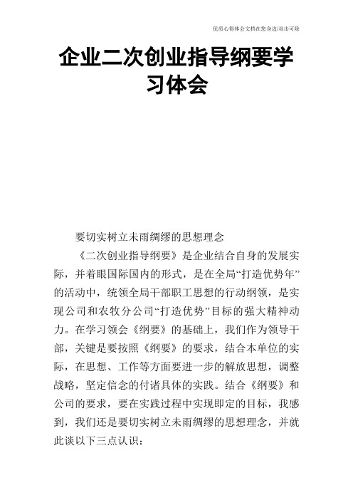 企业二次创业指导纲要学习体会_0