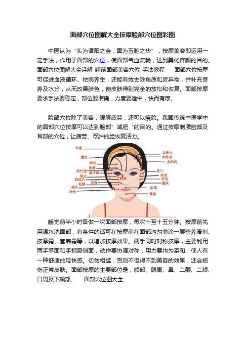 面部穴位图解大全按摩脸部穴位图彩图