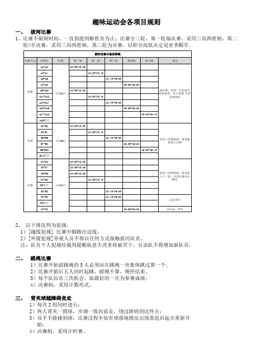 运动会各项目规则