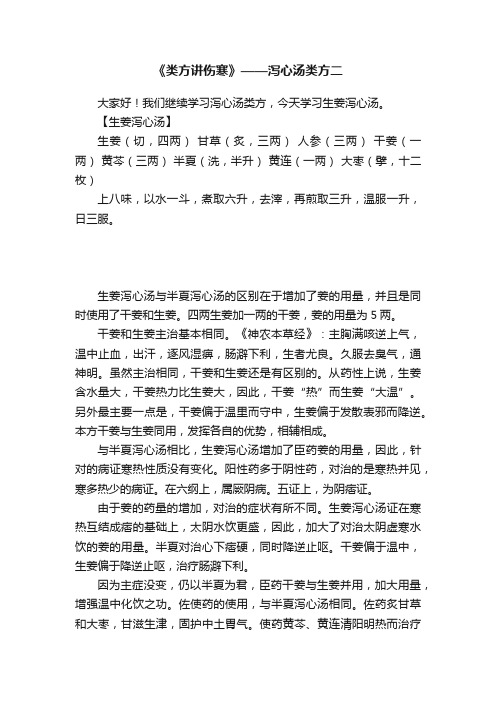 《类方讲伤寒》——泻心汤类方二