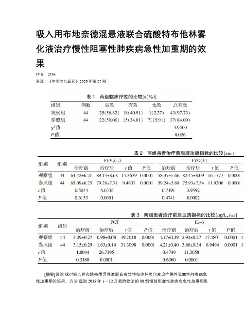 吸入用布地奈德混悬液联合硫酸特布他林雾化液治疗慢性阻塞性肺疾