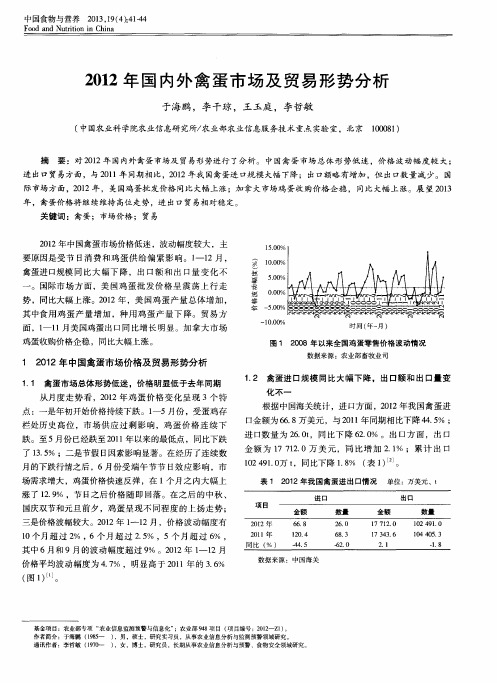 2012年国内外禽蛋市场及贸易形势分析