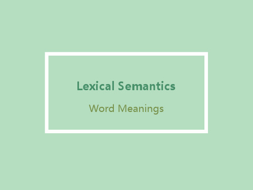 Lexical Semantics