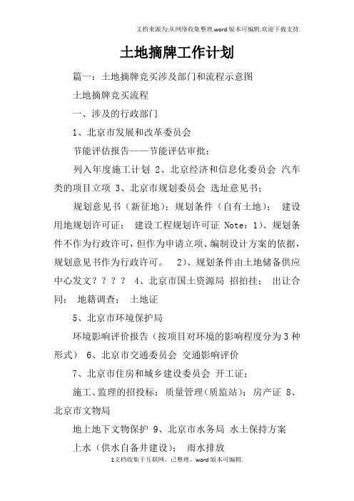 土地摘牌工作计划