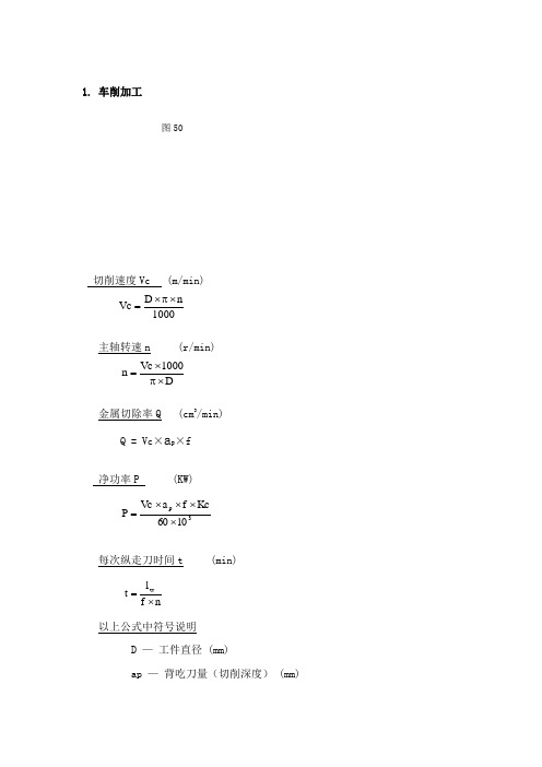 切削加工常用计算公式