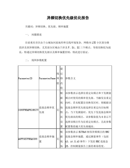 异频切换优先级优化报告