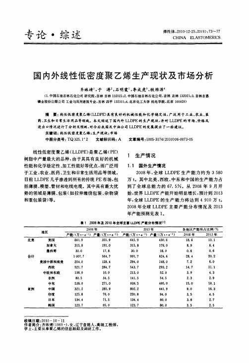 国内外线性低密度聚乙烯生产现状及市场分析