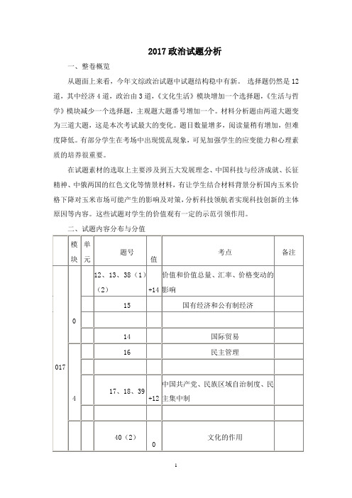 2017高考全国卷2政治试题分析