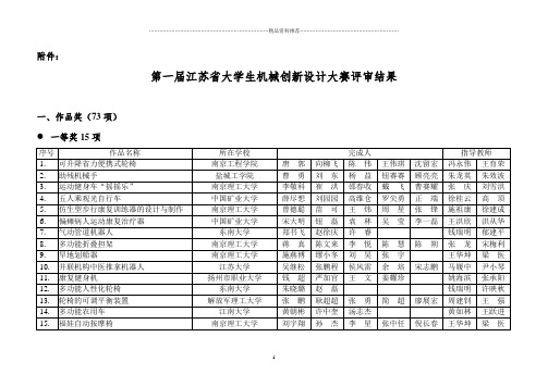 第一届江苏省大学生机械创新设计大赛评审结果