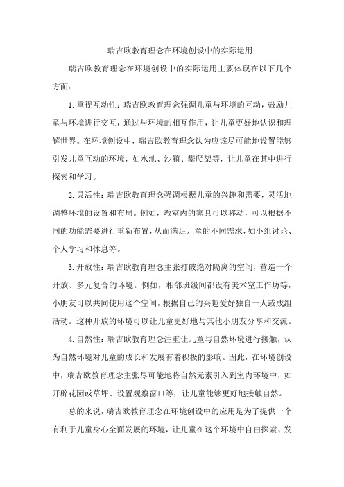 瑞吉欧教育理念在环境创设中的实际运用