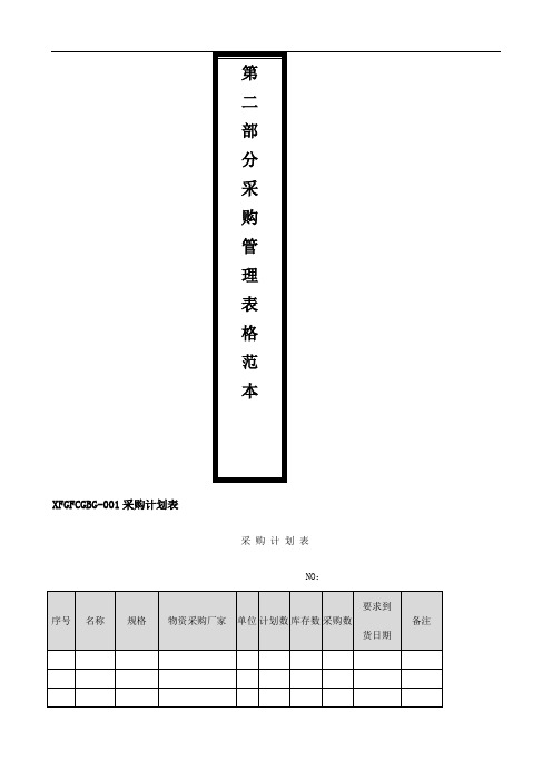 采购管理必备表格