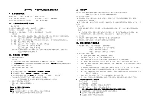 第一单元总结中国传统文化主流思想的演变