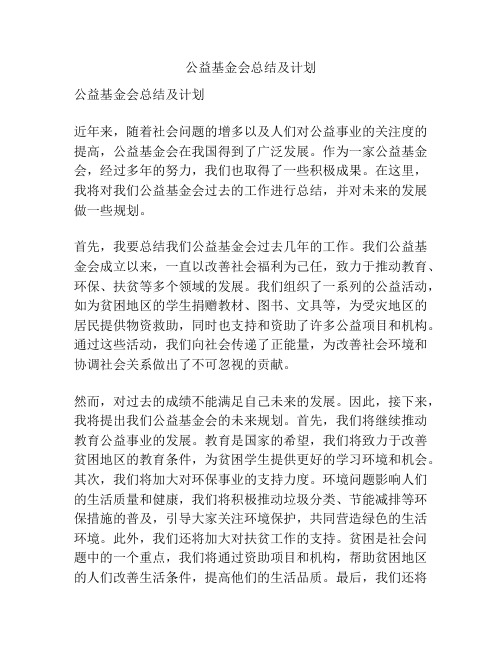 公益基金会总结及计划