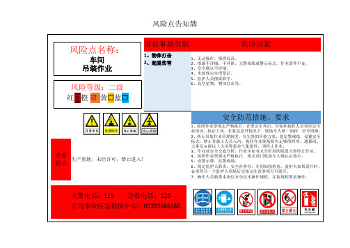 吊装作业风险点告知牌