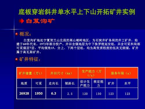 底板穿岩斜井单水平上下山开拓矿井实例