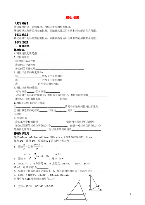 河南省濮阳市第六中学八年级数学上册第二章相似图形复习1(无答案)鲁教版五四制